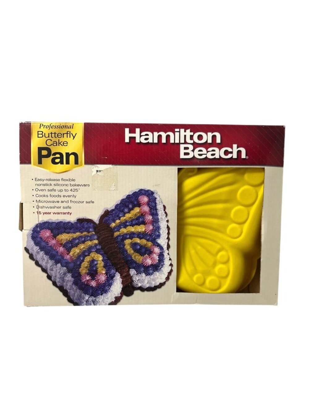 Hamilton Beach Yellow Silicone Butterfly Cake Pan, Model 87752, Y2K